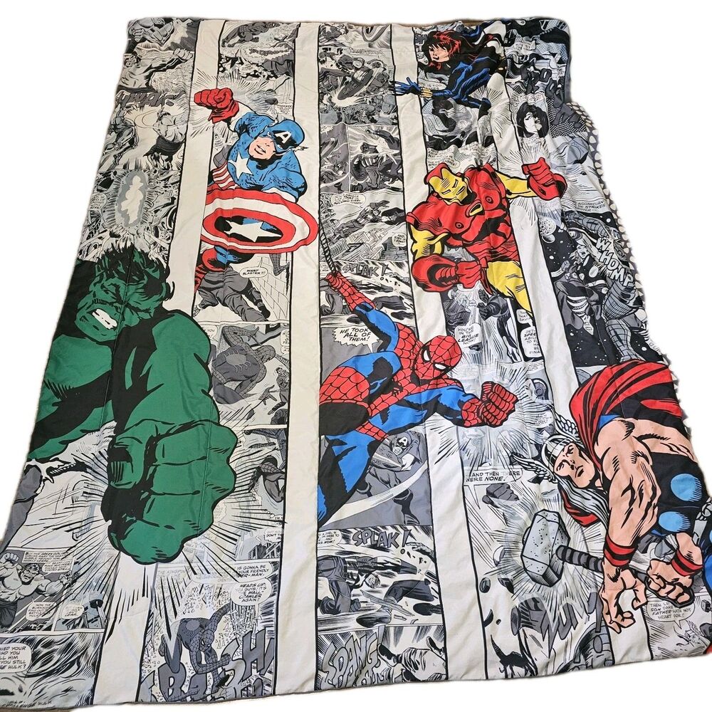 Marvel Avengers Comic Book Comforter Kids Captain America Iron Man Spider-Man